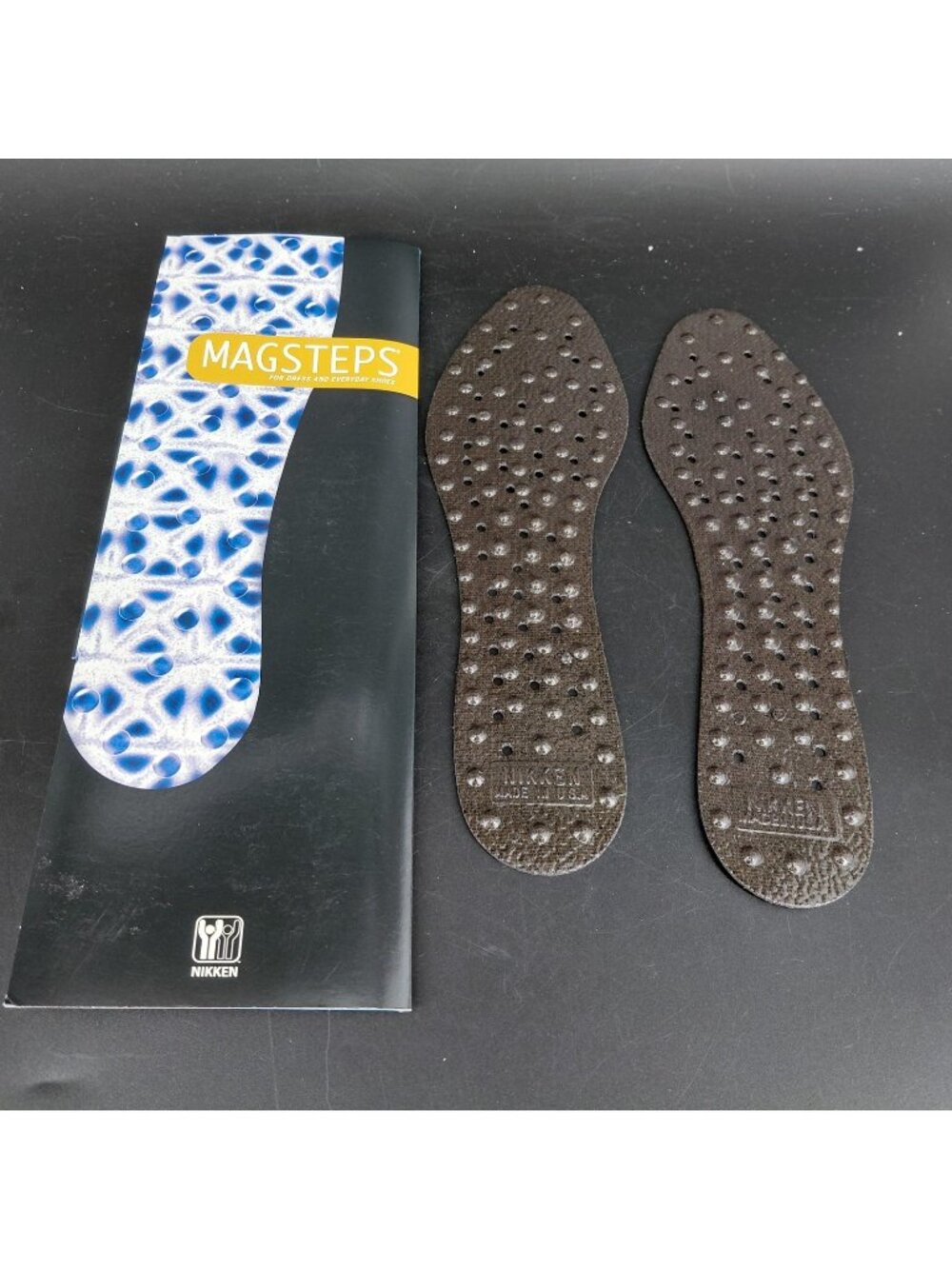 Vintage Nikken MagSteps Small Magnetic Foot Insert Pair Brown Reusable Japan NEW